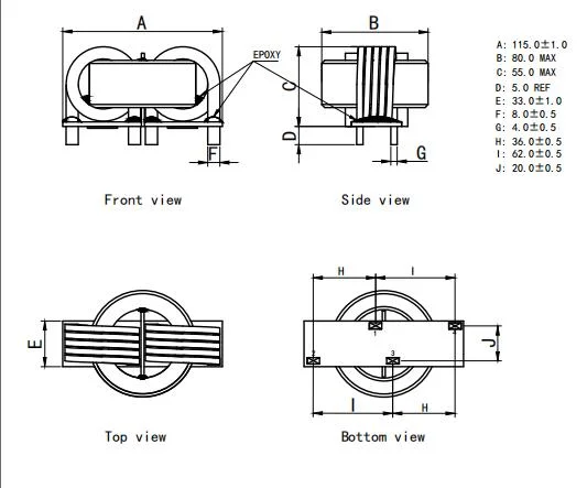Arame plano de 2 fases, de enrolamento horizontal, de alta corrente, para energia solar