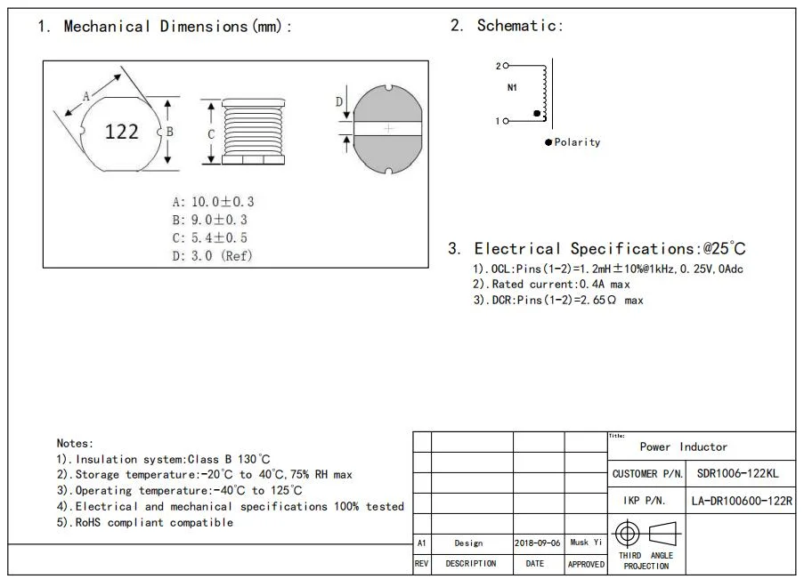 Indutores de interfaces Indutores de potência de montagem de superfície