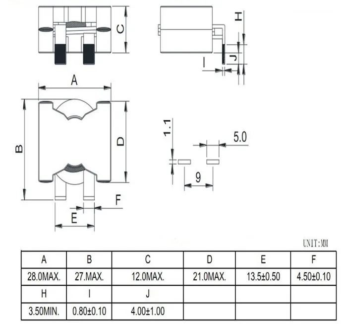 50W~1000W Ferrite Core Flat Wire SMD Power Inductors com preços de fábrica Ikp PQ2014