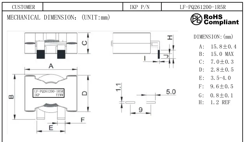 A Ikp Electronics fabrica um inductor de alta frequência com fio plano.