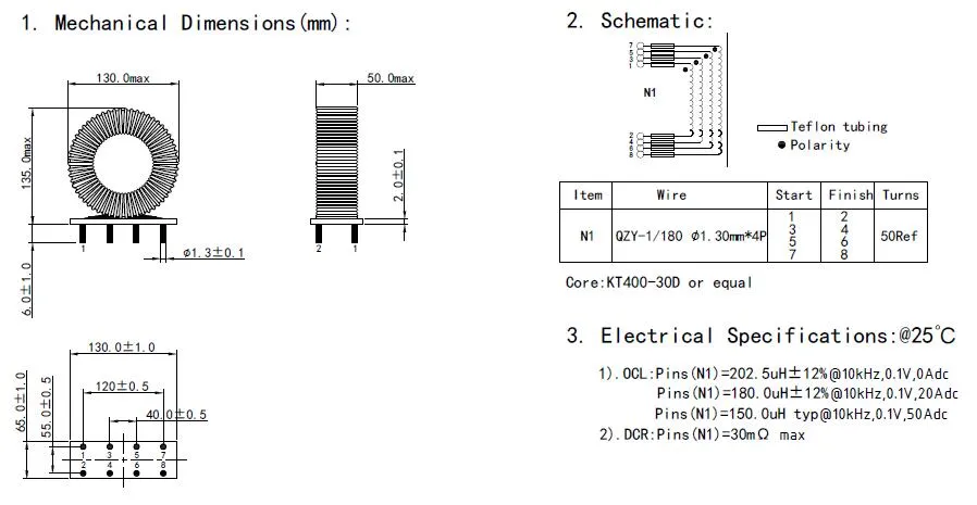 Large Size Ikp Electronics Manufactures High Current Toroidal Common Mode Core Power Fixed Inductor para carregador EV