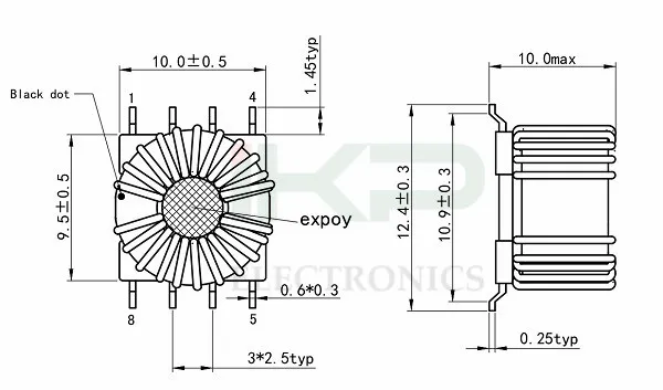 Indutores de filtro de modo comum EMC de n&uacute;cleo nanocristalino tipo SMD