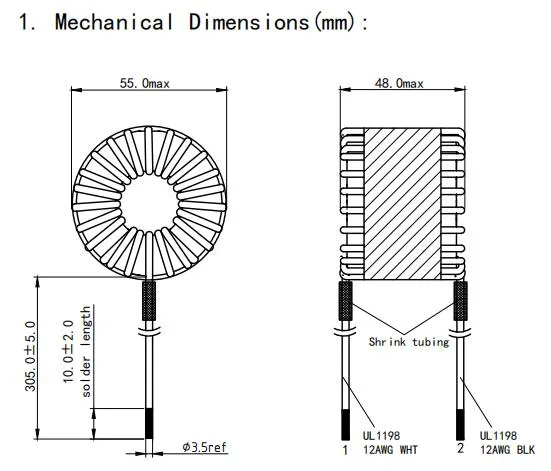 Indutor de estrangulamento de modo comum padrão para condutor LED