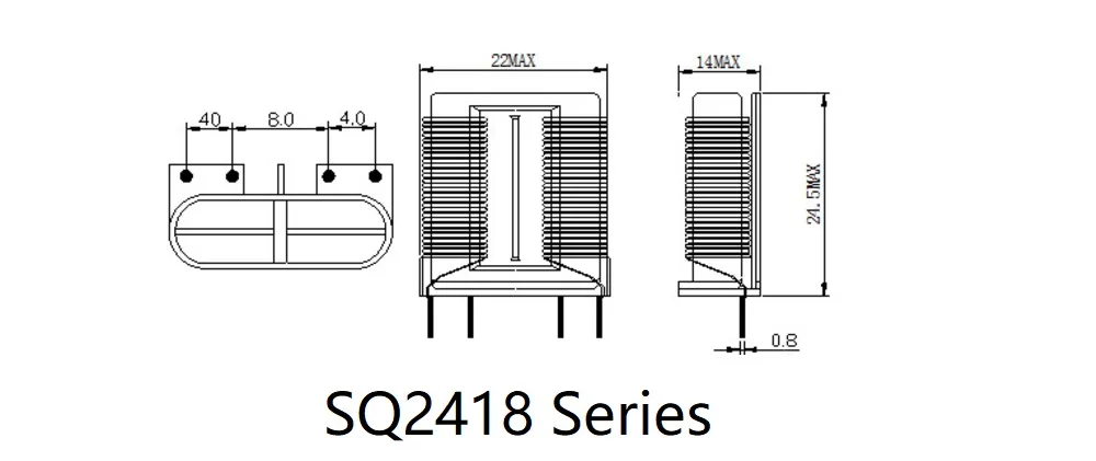 Indutores de modo comum de linha plana de tipo Sq/UC2418