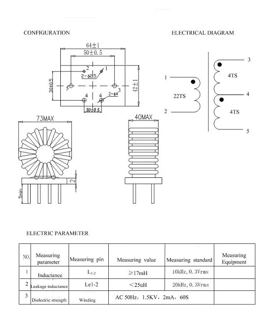 Indutor de bobina de modo comum de núcleo amorfo com certificações RoHS