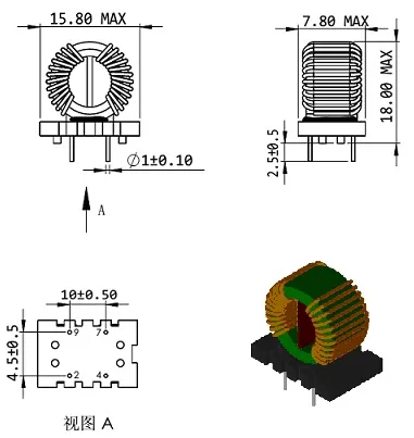 Indutores de modo comum Fabricante Toroide de cobre personalizado com indutividade (a 10kHz 0,05V): 6,8mh + 50%/-30%