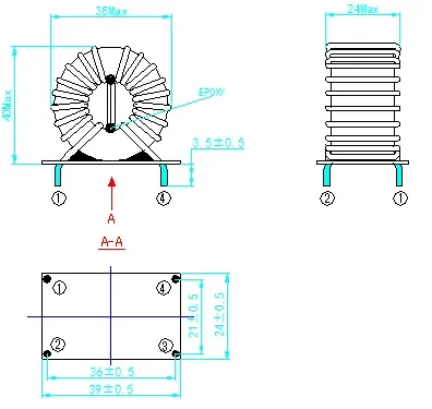 Indutor de bobina de modo comum com base