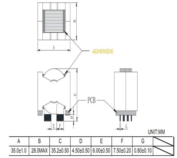 CE/SGS/BV/RoHS Cartão Ikp Eletrônico Ikp-PT-Pq Série Hefei, China Transformador de Alta Frequência