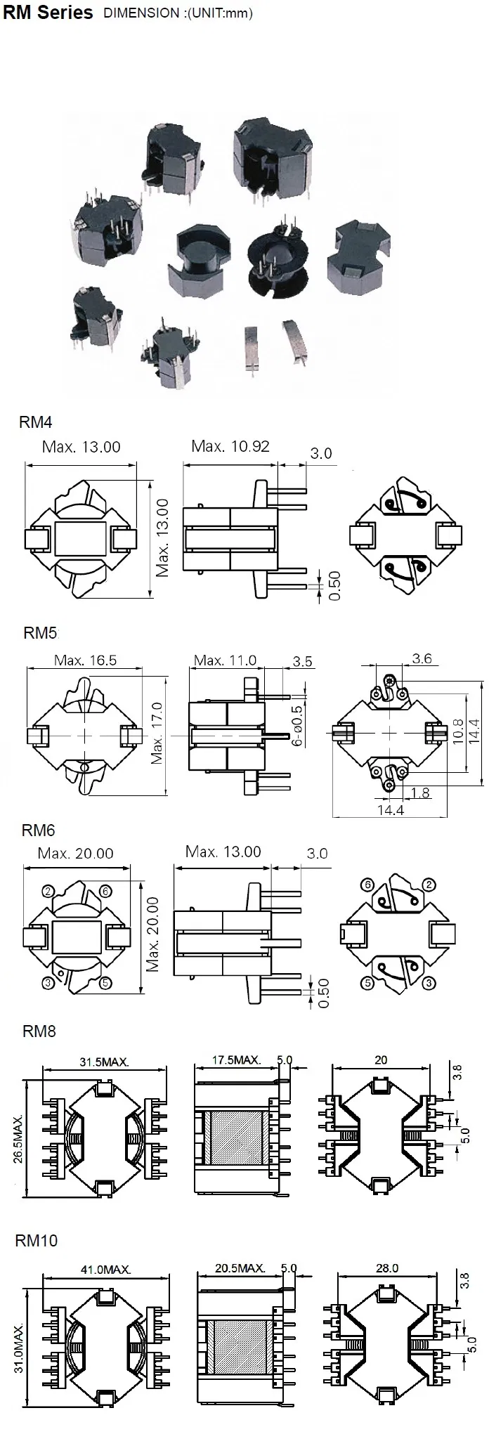 Transformador de Potência de Alta Frequência de Controle Eletrônico Ikp-Elec Carton RM4/5/6/7/8/9/10/12/13/14 China