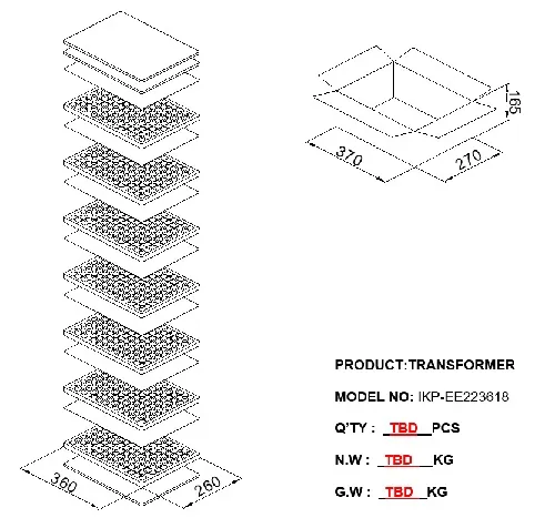 Transformador de alta frequência SMD tipo Eel22 com cabos voadores