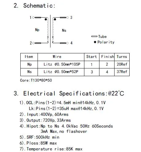Transformador Toroidal de Alta Frequência com Núcleo Amorfo, Certificado UL/Ce/RoHS