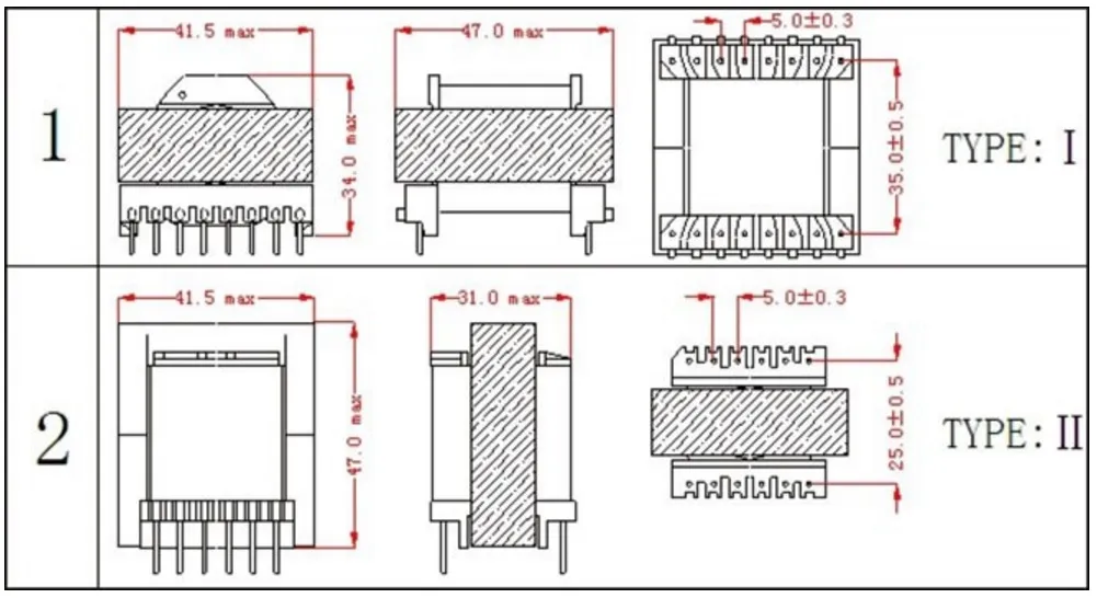 Transformador de inversor fotovoltaico de alta frequência monofásico personalizado para energia solar (Ec4953-60V-60A)