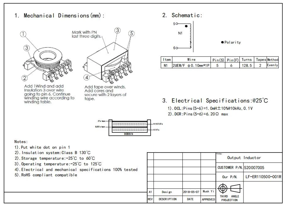 Transformador de potência SMT SMD SMPS Flyback